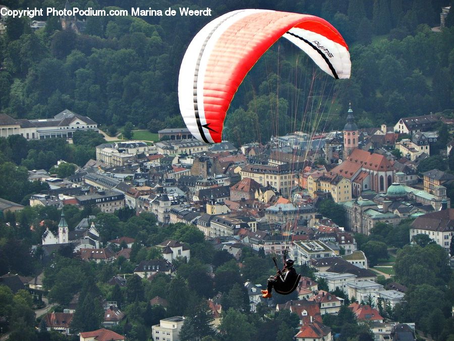 Adventure, Flight, Gliding, Landslide, Building, Downtown, Town