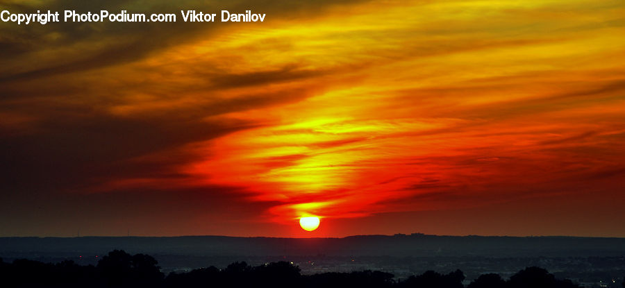 Eruption, Volcano, Dawn, Dusk, Red Sky, Sky, Sunrise