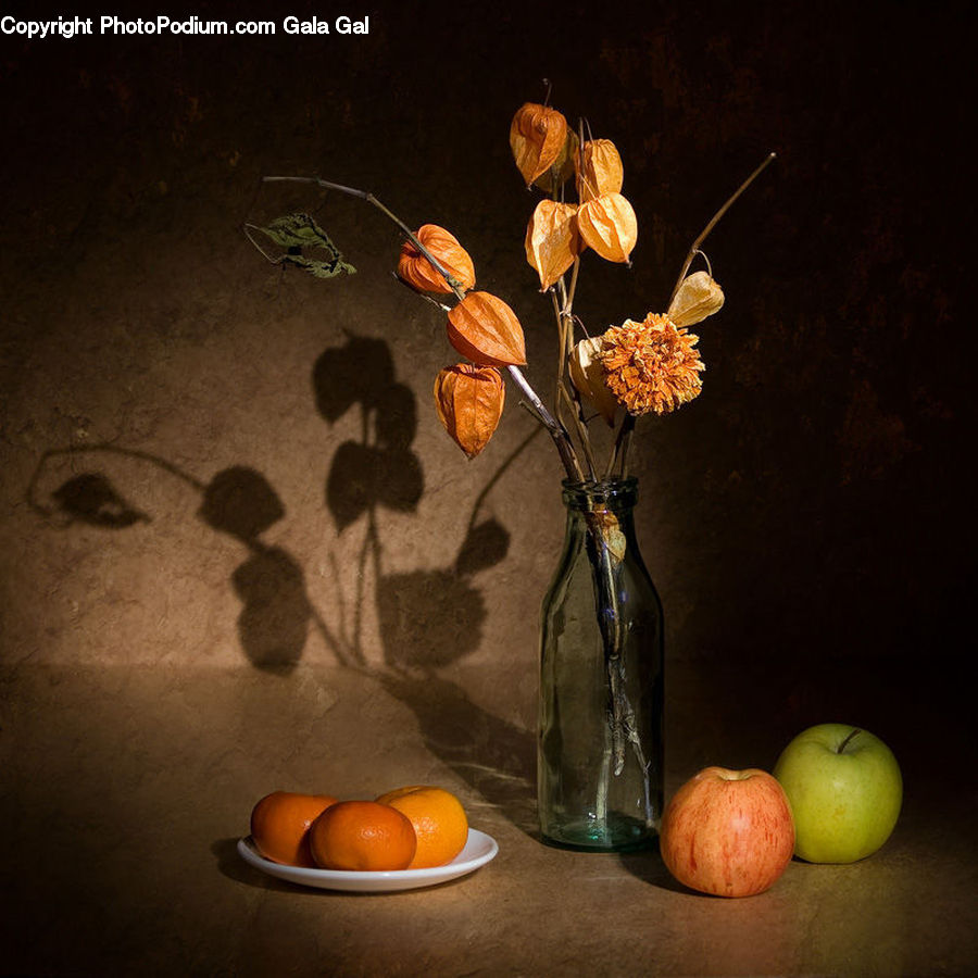 Glass, Goblet, Citrus Fruit, Fruit, Grapefruit, Flower Arrangement, Ikebana