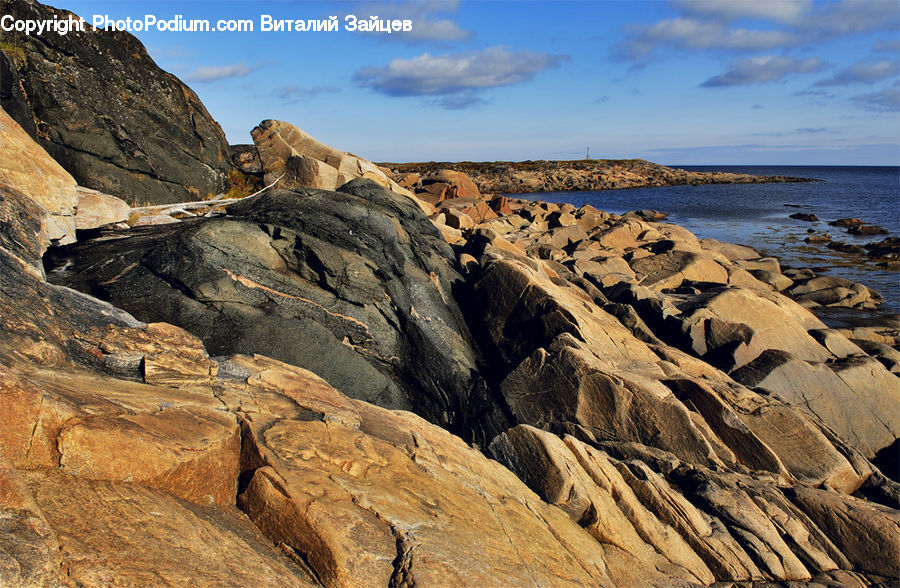 Rock, Cliff, Outdoors, Mining, Mesa, Coast, Sea