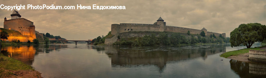 Architecture, Castle, Fort, Ditch, Moat, Outdoors, River