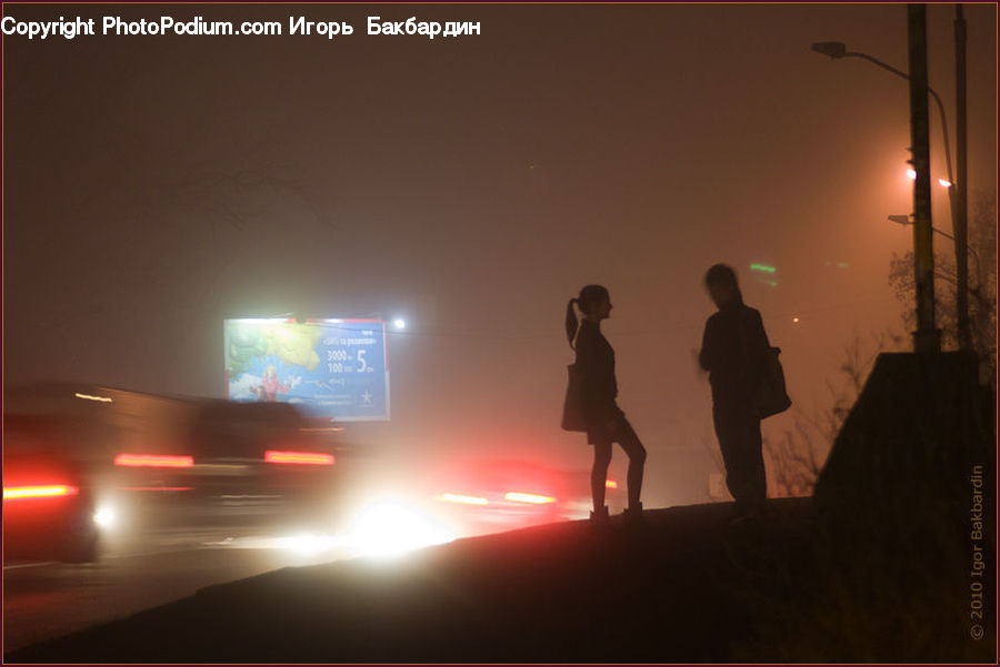 Silhouette, Billboard, Lighting, Monitor, Screen, Ambulance, Van