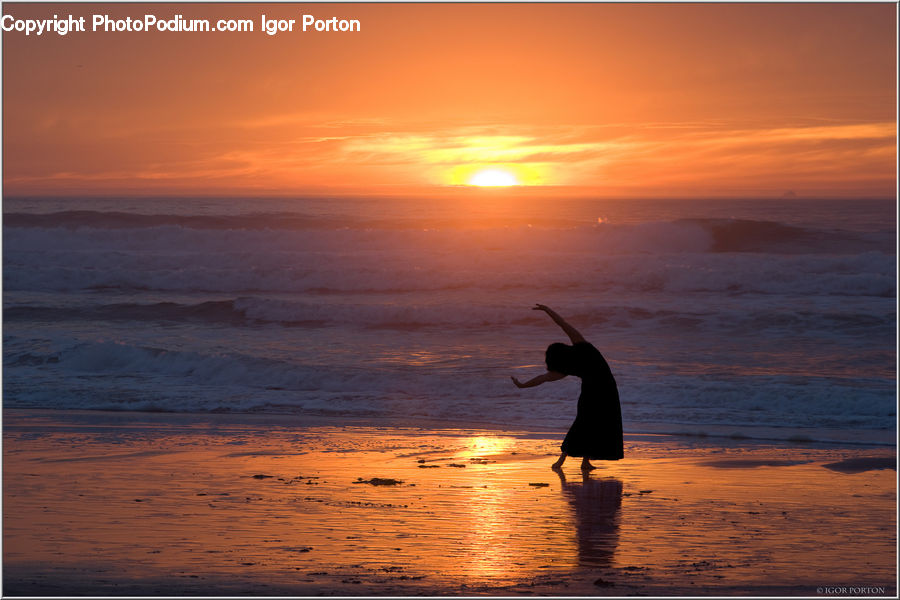 Beach, Coast, Outdoors, Sea, Water, Silhouette, Leisure Activities