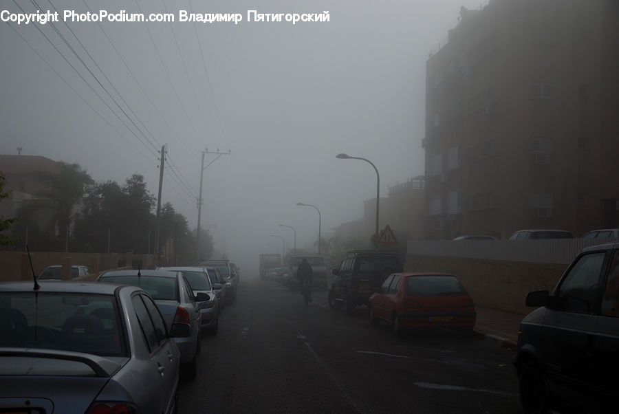 Automobile, Car, Vehicle, Parking, Parking Lot, Fog, Pollution