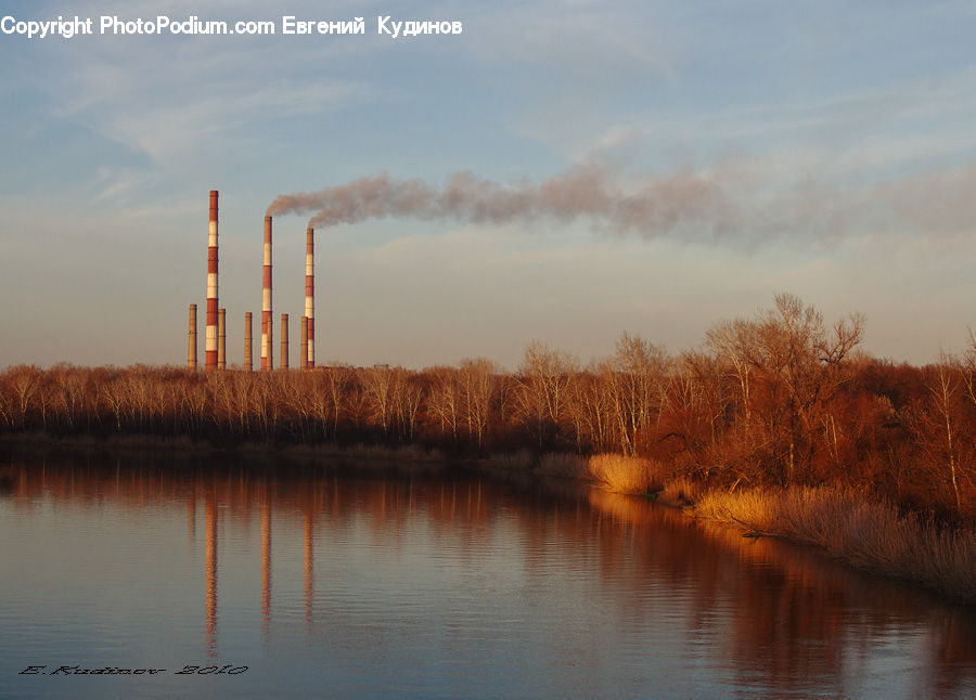 Dawn, Dusk, Sky, Sunrise, Sunset, Power Plant, Field