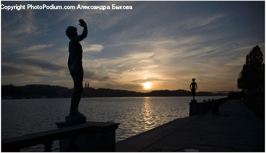 People, Person, Human, Silhouette, Dock, Landing, Pier
