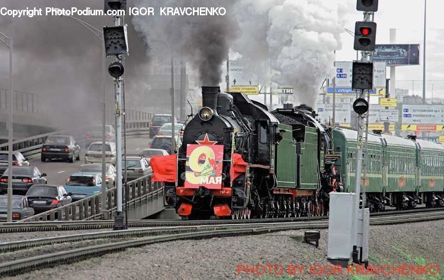 Train, Vehicle, Automobile, Car, Smoke, Locomotive, Rail