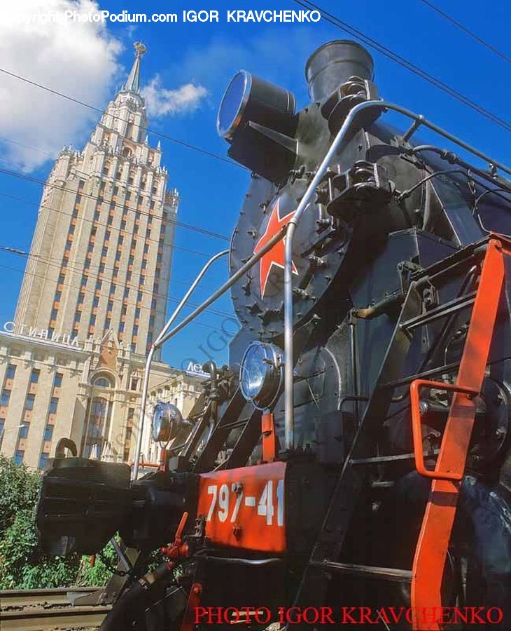 Train, Vehicle, City, Downtown, Building, High Rise