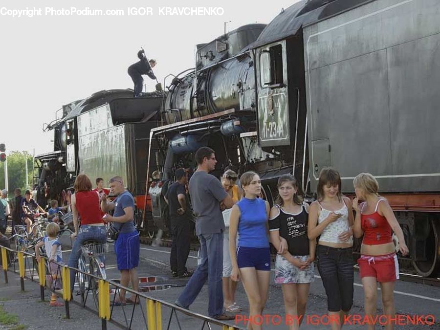 People, Person, Human, Train, Vehicle, Clothing, Miniskirt