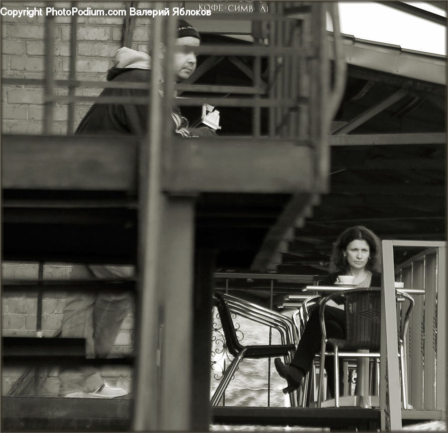 Chair, Furniture, Brick, Female, Person, Portrait