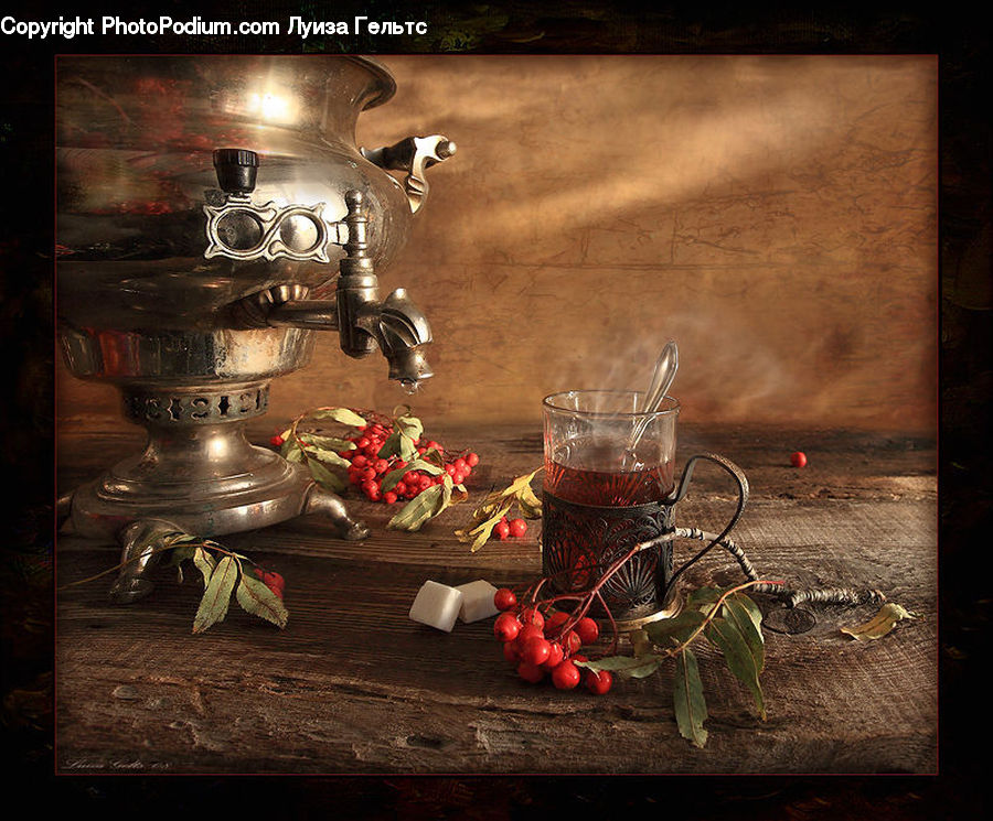 Glass, Goblet, Produce, Radish, Vegetable, Art, Painting