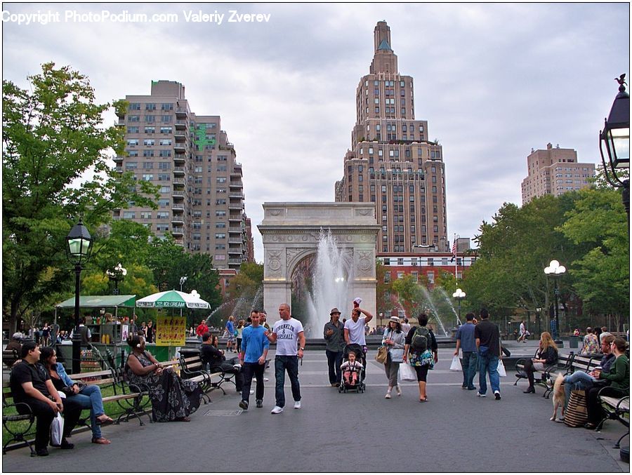 People, Person, Human, Bench, City, Downtown, Crowd