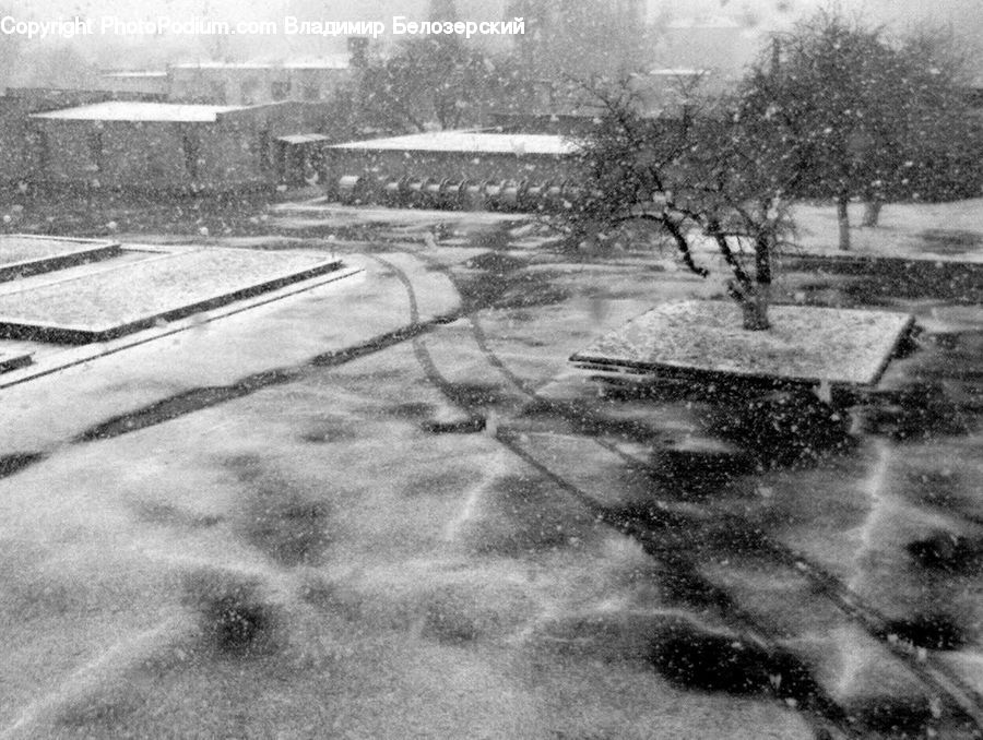 Ice, Outdoors, Snow, Asphalt, Tarmac, Intersection, Road