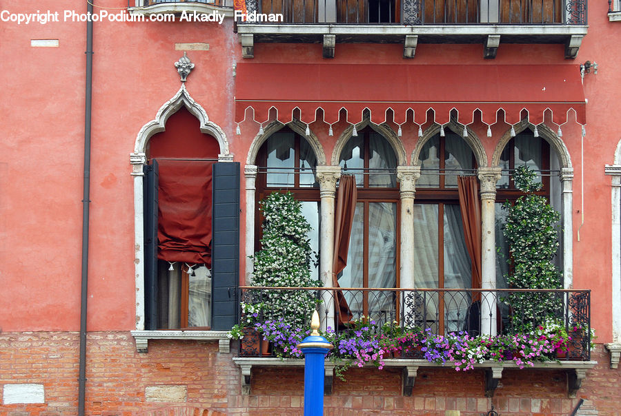 Balcony, Ivy, Plant, Vine, Brick, Bench, Potted Plant