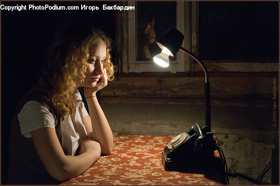 People, Person, Human, Lamp, Lampshade, Table Lamp, Chair