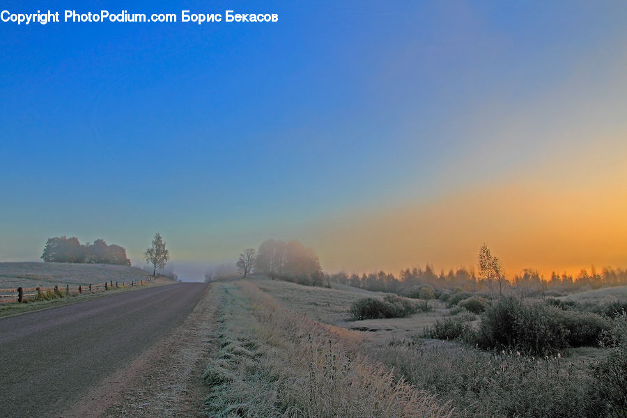 Frost, Ice, Outdoors, Snow, Dawn, Dusk, Sky