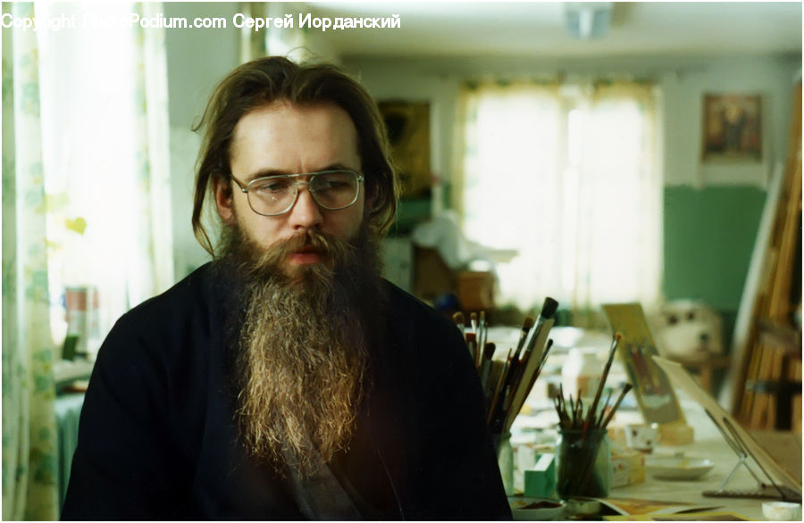 Human, People, Person, Plant, Potted Plant, Beard, Hair