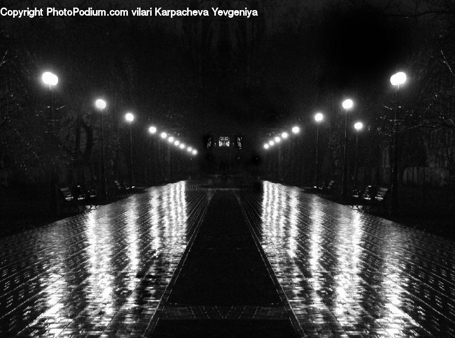 Night, Outdoors, Canal, River, Water, Silhouette, Lighting