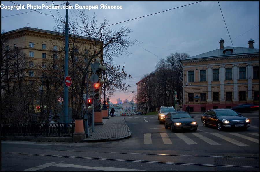 Automobile, Car, Vehicle, Intersection, Road, Building, Coupe