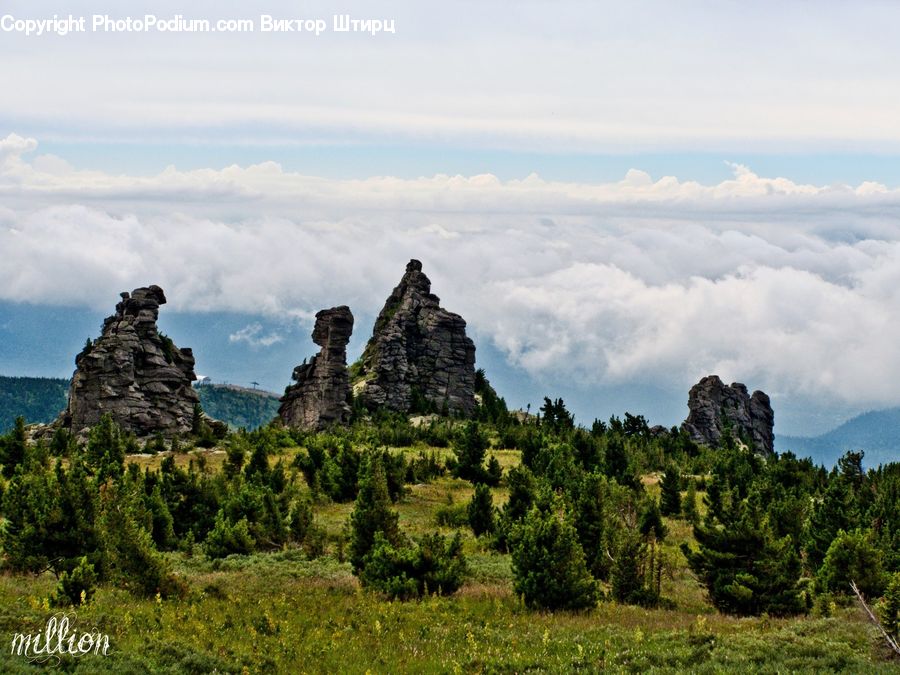 Ruins, Cliff, Outdoors, Mountain, Mountain Range, Rock, Conifer