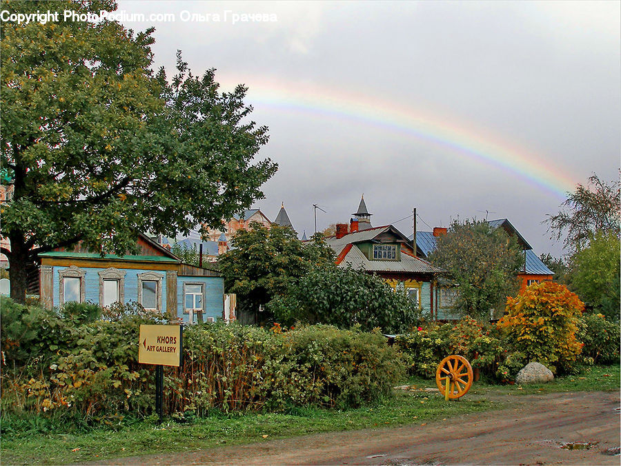 Outdoors, Rainbow, Sky, Building, Housing, Villa, Conifer