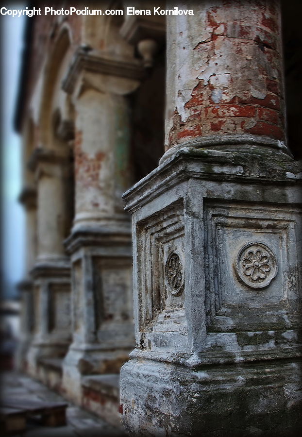 Column, Pillar, Building, Crypt