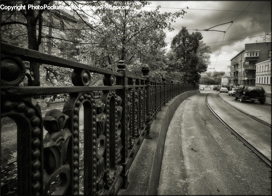 Railing, Tomb, Bench, City, Downtown, Urban, Road