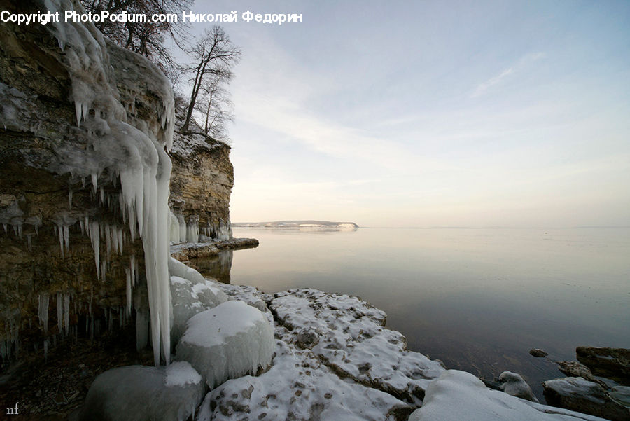 Rock, Ice, Outdoors, Snow, Coast, Sea, Water