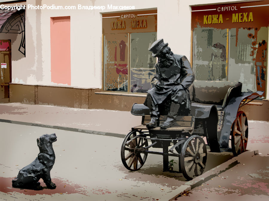 People, Person, Human, Carriage, Horse Cart, Vehicle, Car