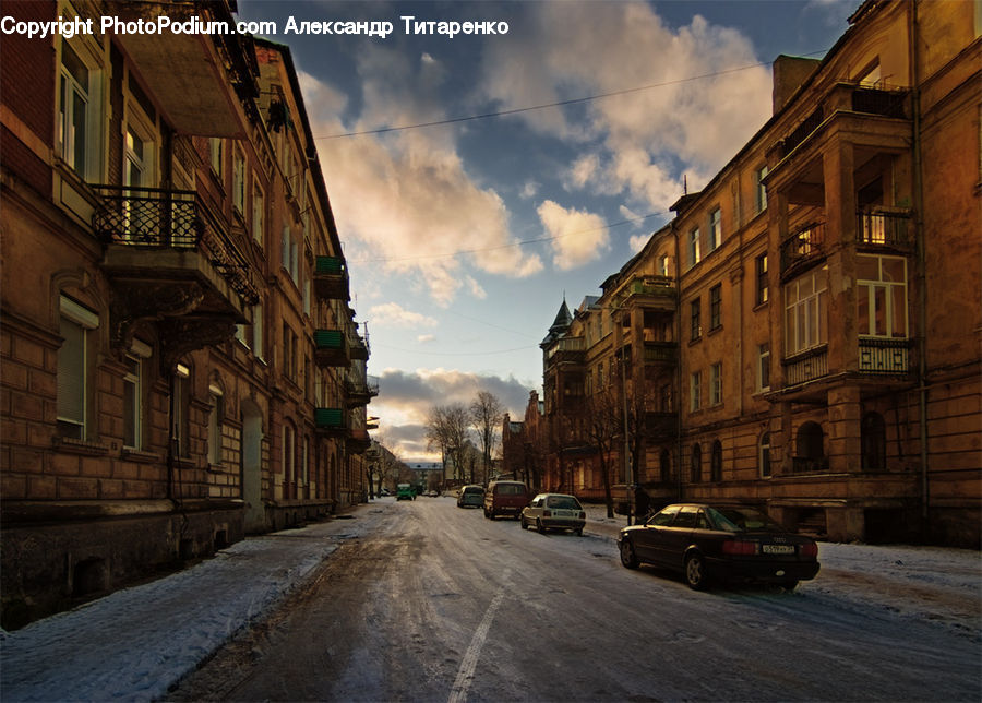 Automobile, Car, Vehicle, Road, Street, Town, Apartment Building