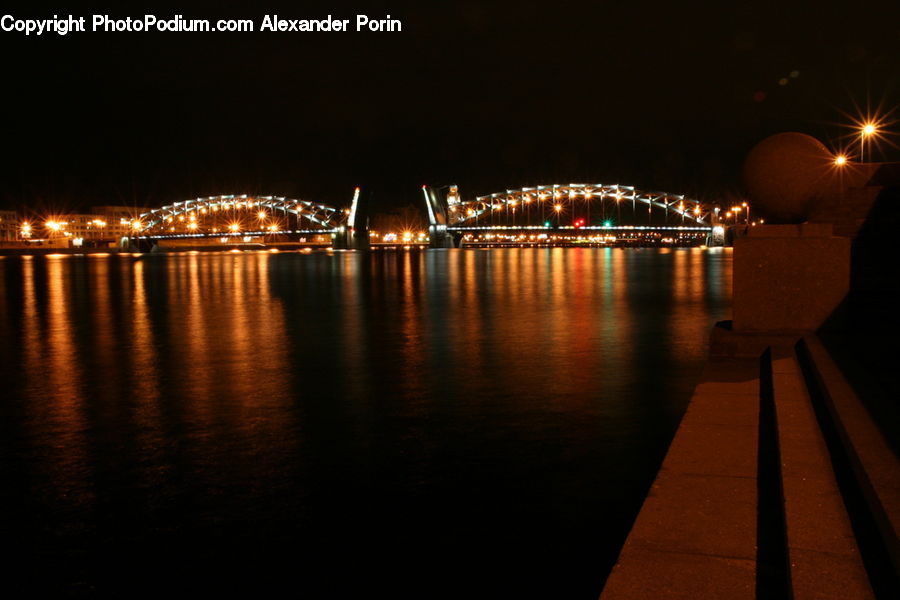 Night, Outdoors, Deck, Porch, Boardwalk, Path, Sidewalk