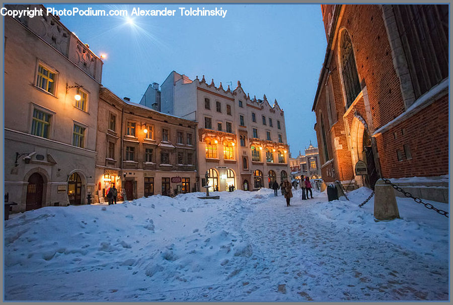 Brick, Ice, Outdoors, Snow, Building, Downtown, Town
