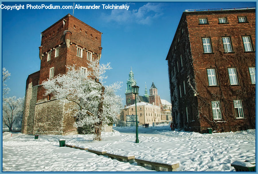 Architecture, Bell Tower, Clock Tower, Tower, Ice, Outdoors, Snow