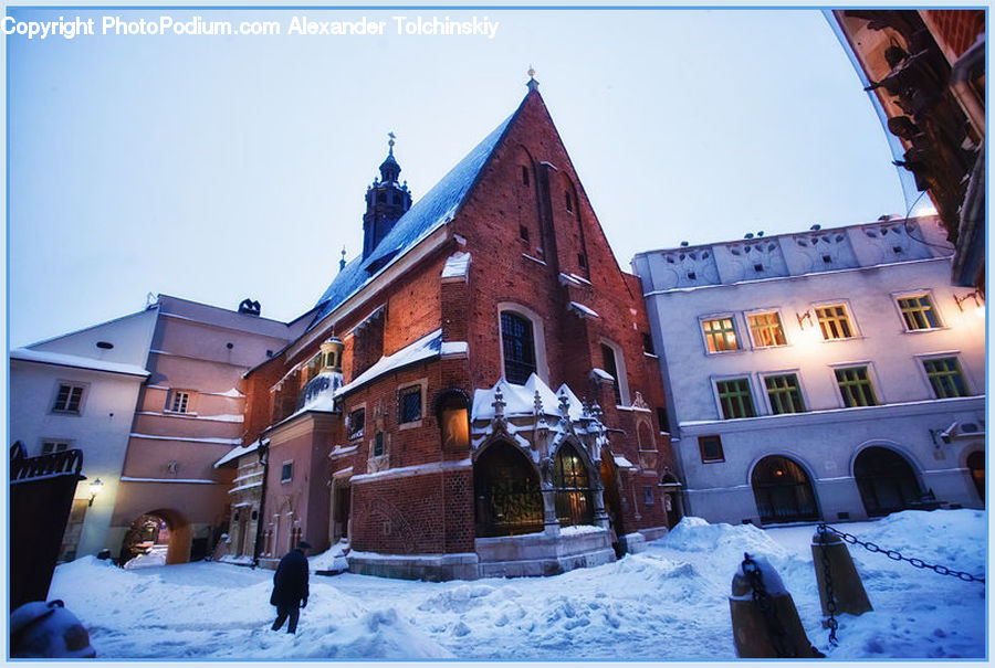 Brick, Ice, Outdoors, Snow, Building, Housing, Villa