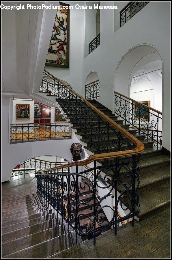 Banister, Handrail, Art, Sculpture, Statue, Plant, Potted Plant
