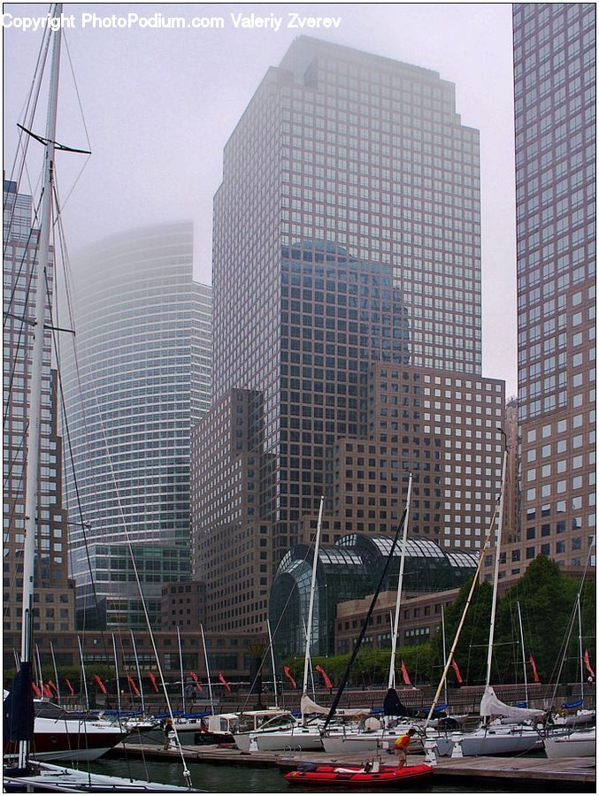 Boat, Watercraft, Yacht, City, Downtown, Building, High Rise