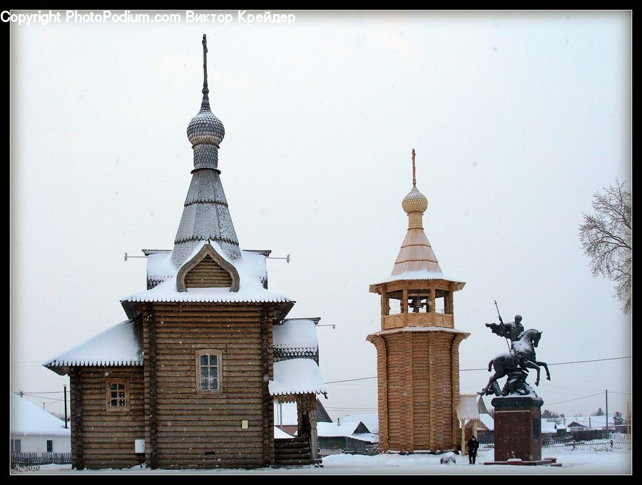 Architecture, Bell Tower, Clock Tower, Tower, Ice, Outdoors, Snow