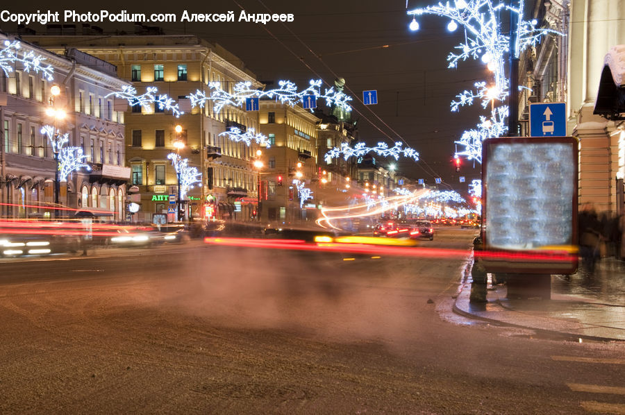 Intersection, Road, Night, Outdoors, Lighting, Architecture, Downtown