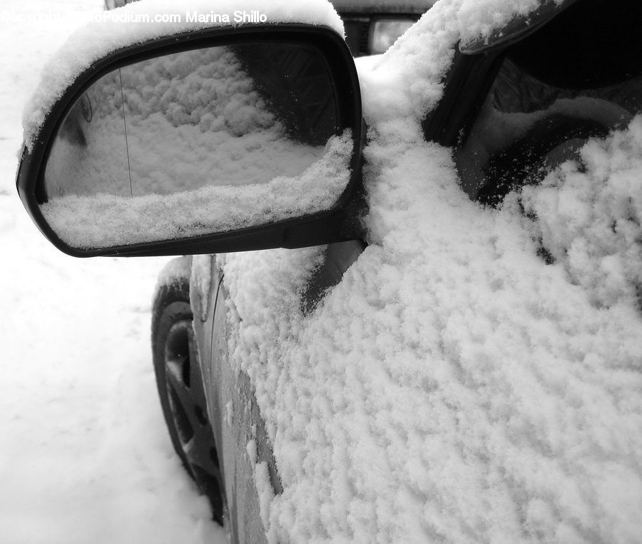 Ice, Outdoors, Snow, Car Mirror, Mirror, Sea, Sea Waves