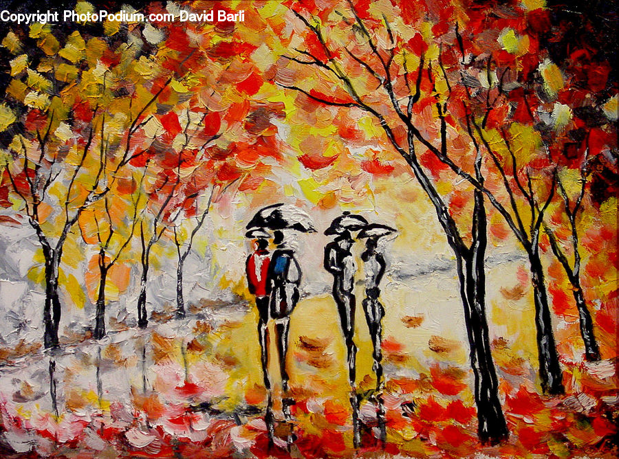 Art, Painting, Modern Art, Birch, Tree, Wood, Collage