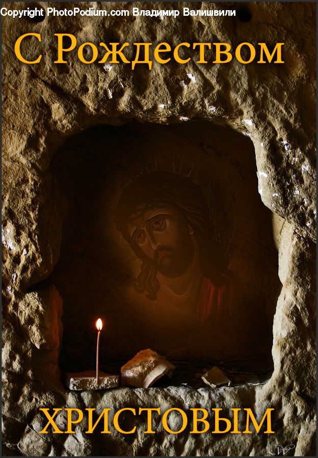 Cave, Buddha, Person, Shrine, Temple, Candle, Food