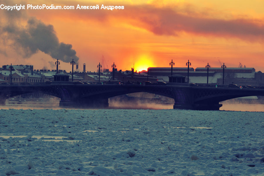 Boat, Watercraft, Bridge, Dawn, Dusk, Sky, Sunrise