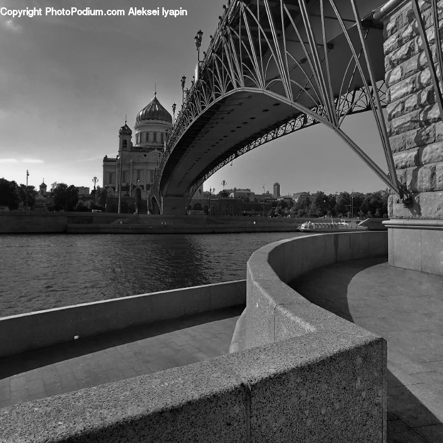 Bench, Bridge, City, Downtown, Urban, Canopy
