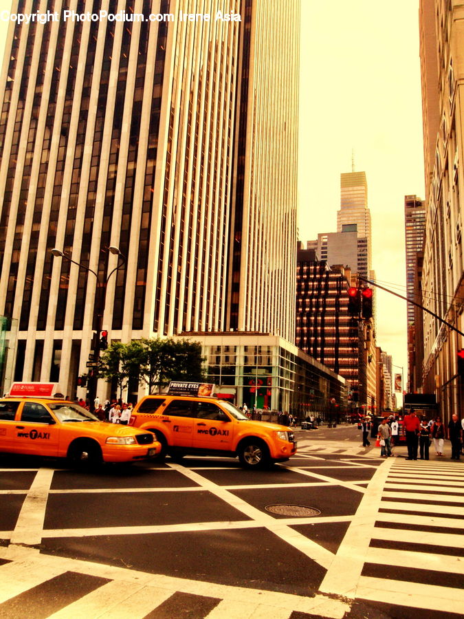 Cab, Car, Taxi, Vehicle, Automobile, City, Downtown