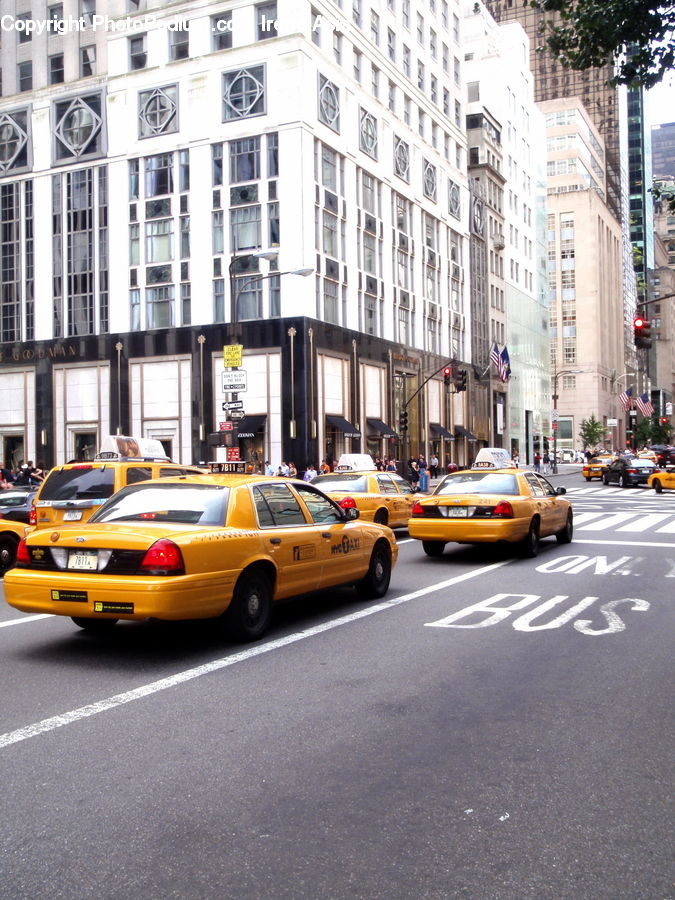 Cab, Car, Taxi, Vehicle, Automobile, Intersection, Road