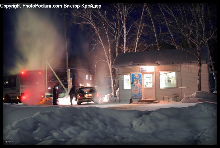 Stage, Ice, Outdoors, Snow, Cabin, Hut, Rural