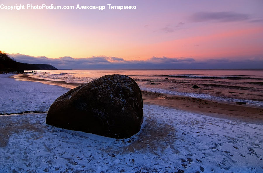 Beach, Coast, Outdoors, Sea, Water, Rock, Dawn