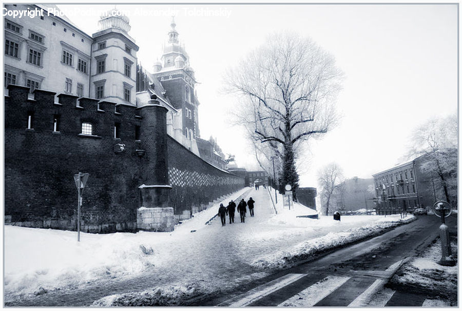 Architecture, Castle, Fort, Ice, Outdoors, Snow, Rail