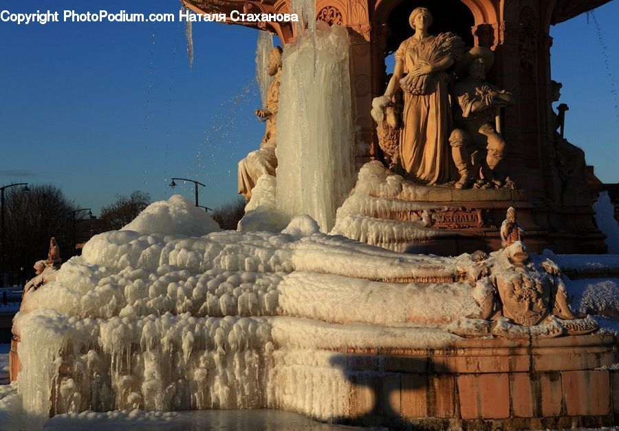 Fountain, Water, Art, Sculpture, Statue, Architecture, Shrine
