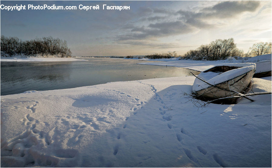 Ice, Outdoors, Snow, Boat, Dinghy, Landscape, Nature